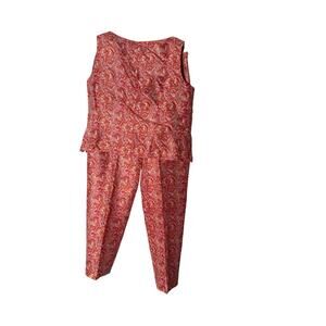 Evan Picone 100% Silk 2pc 90's Vintage Orange Pink Silk Paisley Women's Size 12